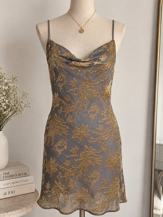 Edit By Nine Dresses & Skirts - Edit by Nine Y2K Whimsigoth Velvet Burnout Sheer Floral Mini Slip Dress S